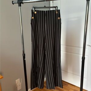 Black and white striped high waisted pants